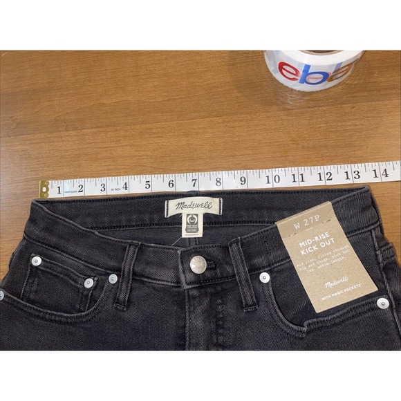 Madewell Mid-rise Kickout Jeans Size 27 Petite Charcoal Black New With Tags - Picture 3 of 8